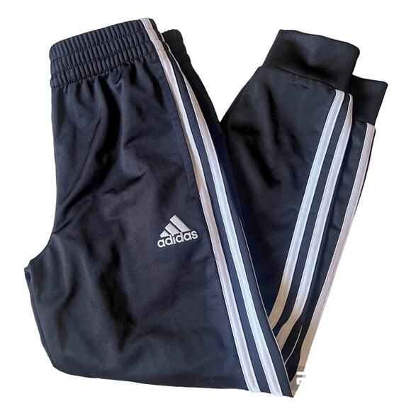 Youth Adidas Small Size 8 Tricot Jogger Black Sweatpants - Picture 1 of 6